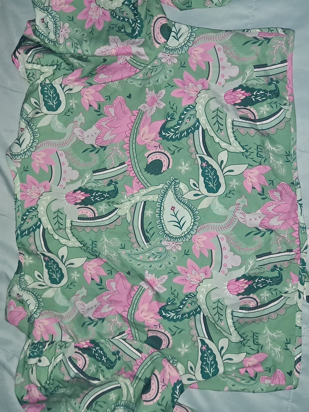 Floral Paisley Crop Top in Mint and Pink